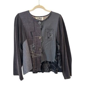 Donna Jessica Size 2 Medium Lagenlook Art-To-Wear Patchwork Jacket Cardigan